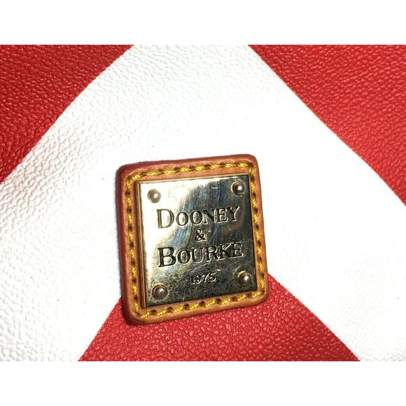 Dooney & Bourke Red and White Chevron Striped Leather Crossbody Shoulder Bag - Picture 12 of 12